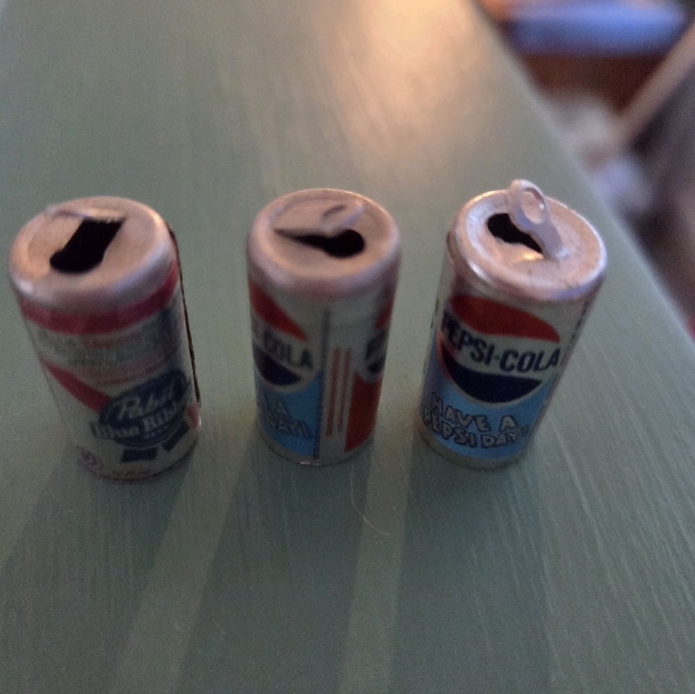 3 Old Minatures Cans Pepsi, Diet Pepsi, Pabst Blue Ribbon